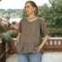Bluza de vara pentru doamne din panza topita de bumbac. Camasa dama din tesatura naturala.